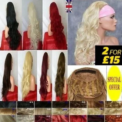 Curly Wavy Dark Blonde Half Wigs Copper Highlight Red Plum Half Wig Falls UK • £8.99