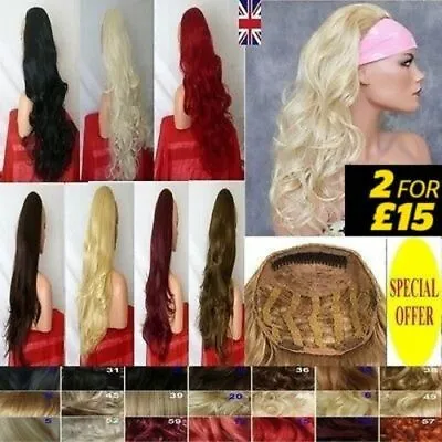 Curly Wavy Dark Blonde Half Wigs Copper Highlight Red Plum Half Wig Falls • £9.99