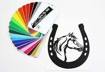 £2.58 • Buy Horseshoe With Horse Head Sticker Trailer Wall Window Vinyl Decal Adhesive BLACK