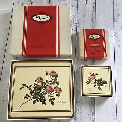 Pimpernel Redoute Rose Collection Cork Backed Placemats Plus Matching Coasters • $89