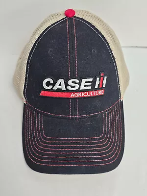 Case IH Black & Cream Twill Ball Cap Hat Adjustable Band Mesh Back Mens One Size • $9.99
