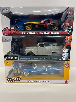 JADA 1:24 Diecast Movie & Themed Cars With Figures NEW IN BOX Retired Items! • $34.99