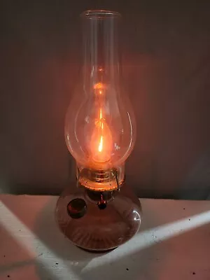 Vintage Pink Oil Lamp Converted To Electric Lamp With Hurricane Globe E3 • $45