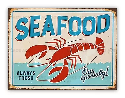 Metal Seafood Sign Garden Bar Kitchen Restaurant Cafe • £4.99