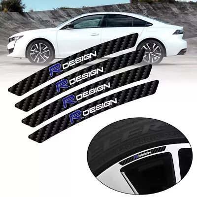 4Pcs Volvo R-Design Carbon Style Car Wheel Logo Sticker Badge Decal Emblem Rim • £14.99