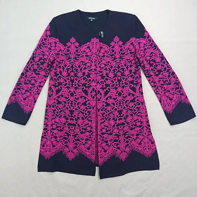 Misook Womens Cardigan Blazer Size S Pink Black Knit Single Button Shoulder Pads • $36.79