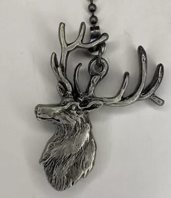 Pewter Elk Head Hunting Ceiling Fan And Light Switch Pull Chain Man Cave • $12.40