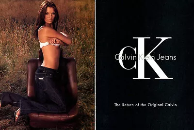 1998 Calvin Klein CK Jeans Kate Moss 2-page MAGAZINE AD • £9.72