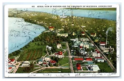 1933 Madison WI Postcard-  AERIAL VIEW OF MADISON AND UNIVERSITY OF WISCONSIN • $7.69