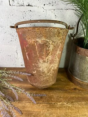 Vintage Rustic Galvanised Metal Fire Bucket Garden Planter Tub Hanging Basket • £36