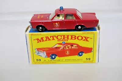 Vintage 1960's Matchbox No 59 Ford Galaxie Fire Chief W/E4box • $39.99