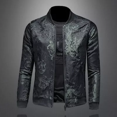 New Luxury Fashion Embroidery Zip Up Men Fall Winter Slim Jacket Street Style • $74.88