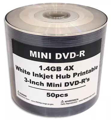 200-Pak 3-Inch White Inkjet Hub Mini DVD-R 4 Camcorders In Shrinkwrap 4 X 50-Pak • $103.99