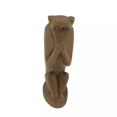 Small Carved Wood Speak No Evil Monkey Figurine 3.25” Miniature • $6