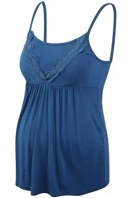 LADIES MATERNITY NURSING CAMISOLE PYJAMA TOP BLUE Size L NEW • £14.95