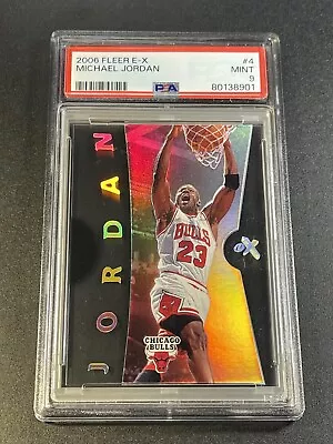 Michael Jordan 2006 Fleer E-x #4 Acetate Refractor Type Holo Card Psa 9 Bulls Mj • $250