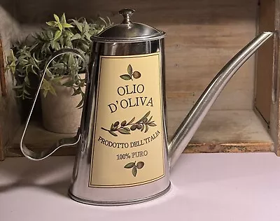 Vintage Italian Themed Stainless Steel Olive Oil Carafe Dispenser 20 Ounce • $22.50