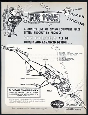 1965 Dacor Scuba Diving Diver Watch Fins Mask Light Illustrated Vintage Print Ad • $12.14
