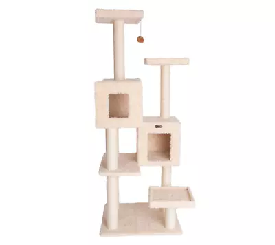 Multi-Level Real Wood Cat Tree W Two Condos Perches A6702 • $548.09