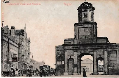 Poplar London - Entrance To Docks & Hospital - Old Post Card • £1.45