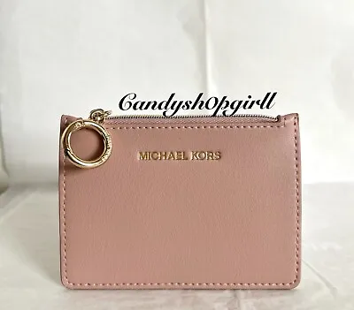 NEW MICHAEL KORS Pink Mini Leather Pouch Card Case W/Key Ring • $34.99