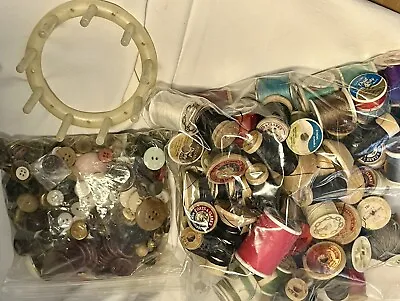 Vintage Sewing Thread Spools + Buttons Lot Variety Of Colors & Brands NEW/USED • $14.99