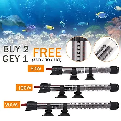 50W-200W Submersible Aquarium Fish Tank Heater Rod Heating Adjustable Temperatat • $12.95