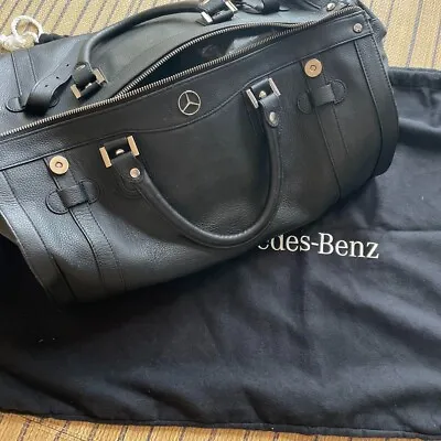 Mercedes Benz × GOLD PFEIL Collaboration Black Leather Travel Duffel Boston Bag • $248.80