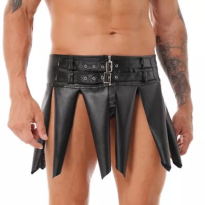 Men Faux Leather Gladiator Kilt Skirt Roman Accessory Costume Cosplay Halloween • $13.79