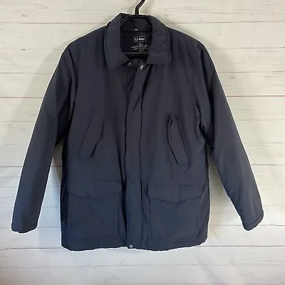 L.L. Bean Mens Thinsulate Zip Front Jacket Sz Large Blue Pockets Drawcord Waist • $29