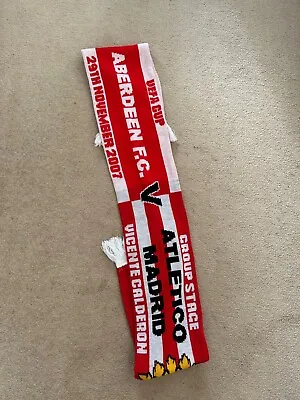 Aberdeen FC V Athletico Madrid UEFA Cup 29/11/07 Football  Scarf-Mint • £14.99