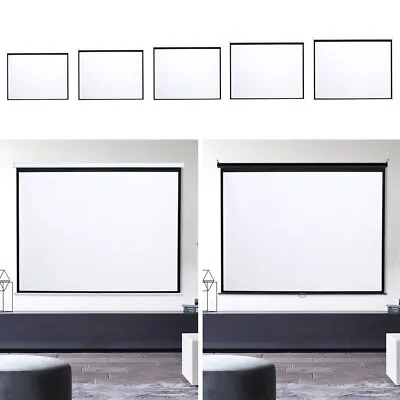 Projector Screen Manual Pull Down Indoor Outdoor Matt White Home Cinema 60-120'' • £38.99