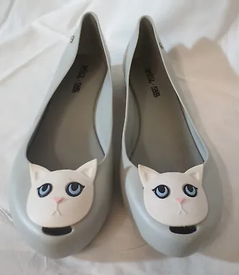 Melissa Shoes Ultragirl II AD Gray White Kitty Size 9 Women • $45