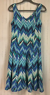 Gabby Skye Women's Dress  Blue /green Sleeveless Fit Flare Size 6 V-neck • $19.99