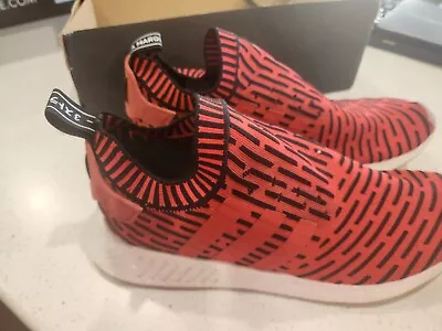 $50 • Buy Adidas NMD R2 PK Mens Size 12 Core Red Black Gum BB2910 Primeknit Ultra Boost