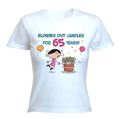 BLOWING OUT CANDLES FOR 65 YEARS 65th BIRTHDAY T-SHIRT - Gift Present -Size S-XL • £12.95