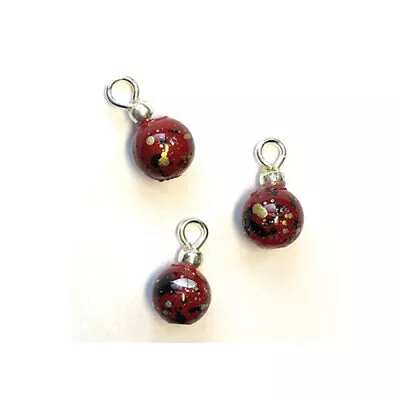 Dollhouse Christmas Tree Ball Ornaments Burgundy Red Specks Doll House Miniature • $3.49