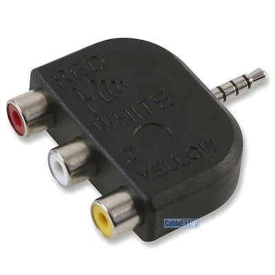 3.5mm JACK 4 POLE MALE PLUG To TRIPLE RCA PHONO FEMALE SOCKETS TV ADAPTER • £2.65