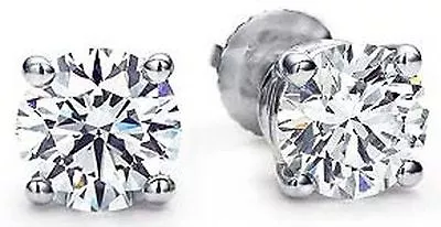 1.20 Carat Round Diamond 18k Gold Stud Earrings Screw Back With GIA Cert I VS2 • $3550