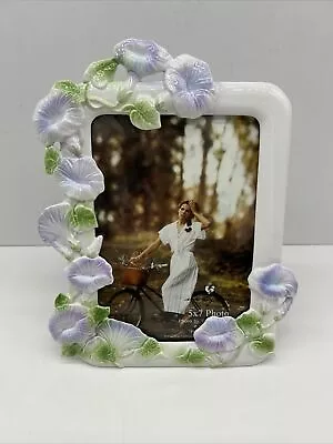 3D Elsa L Ceramic Picture Frame Morning Glory Spring Summer Flower 5x7 Wedding • $18.97