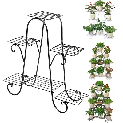 6/9 Tier Metal Plant Stand Indoor Outdoor Garden Flower Pot Shelf Display Rack • £16.95