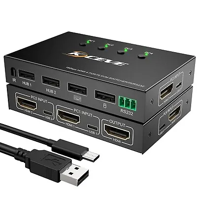 KVM Switch HDMI KVM Switch 4 Port 4 In 1 Out USB Switch For 4 Computers Share O • $69.39
