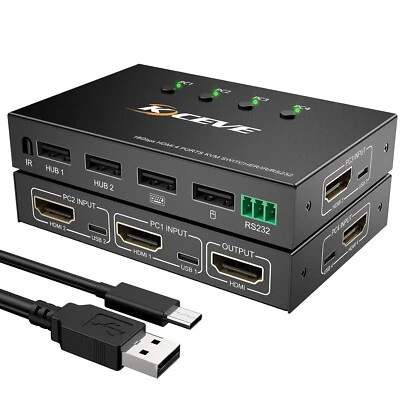 KVM Switch HDMI KVM Switch 4 Port 4 In 1 Out USB Switch For 4 Computers Share O • $76.22