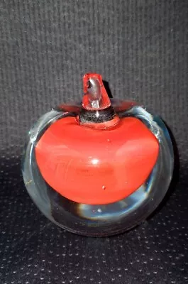 £19.43 • Buy Apple Paperweight Glass Clear With Red 4   Teacher's Desk Principal Office Decor