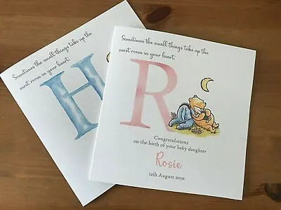 Personalised Handmade New Baby Card Winnie The Pooh Boy Or Girl • £4.75