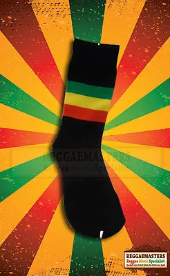 £6.49 • Buy Black Socks With Red Gold And Green Stripe Roots Rasta Reggae Jamaica (24)