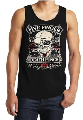 FIVE FINGER DEATH PUNCH SKULL N HEAVY METAL Band Black Tank Top Men's Sizes • $12.99