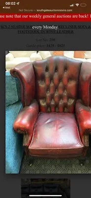 Wingback Chesterfield Leather Armchair Red • £300