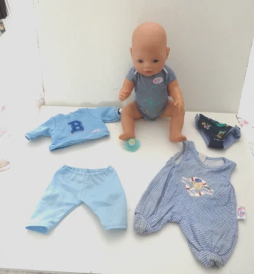 $22.57 • Buy BABY BORN BOY DOLL  16  + Outfits & Dummy  ZAPF CREATIONS  - Closes Brown Eyes
