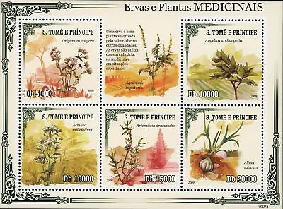 Medicinal Plants And Herbs Stamp Nature Artemisia Souvenir Sheet Of 5 MNH • $16.68